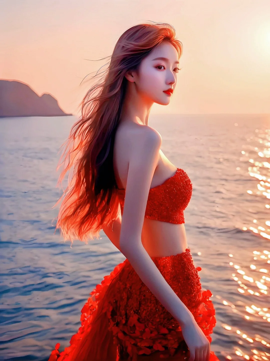 晚霞美女，海边风情，你心动了吗？