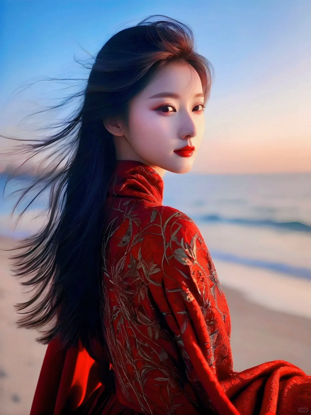 晚霞美女，海边风情，你心动了吗？