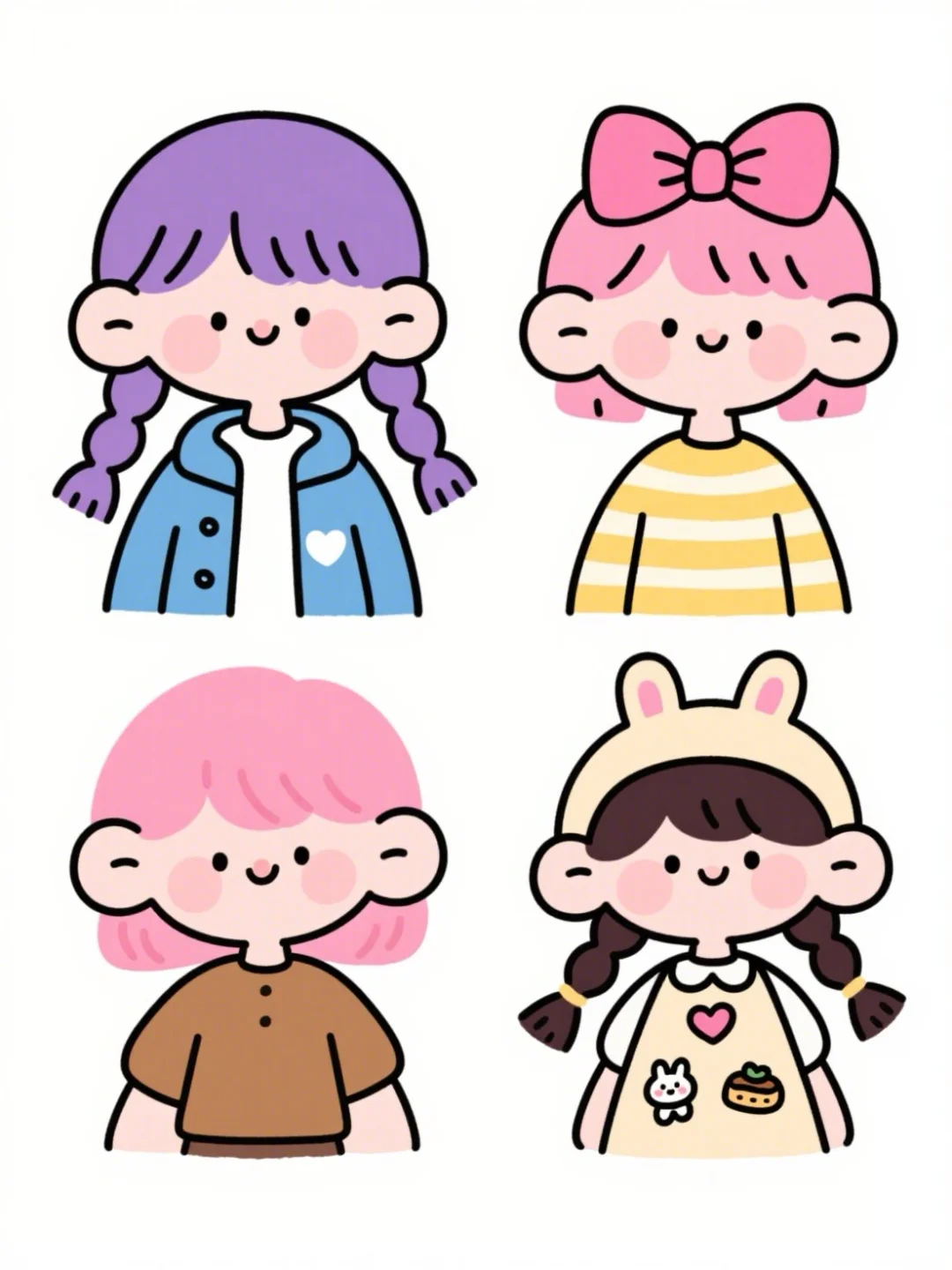 带娃画简笔画|甜美女孩