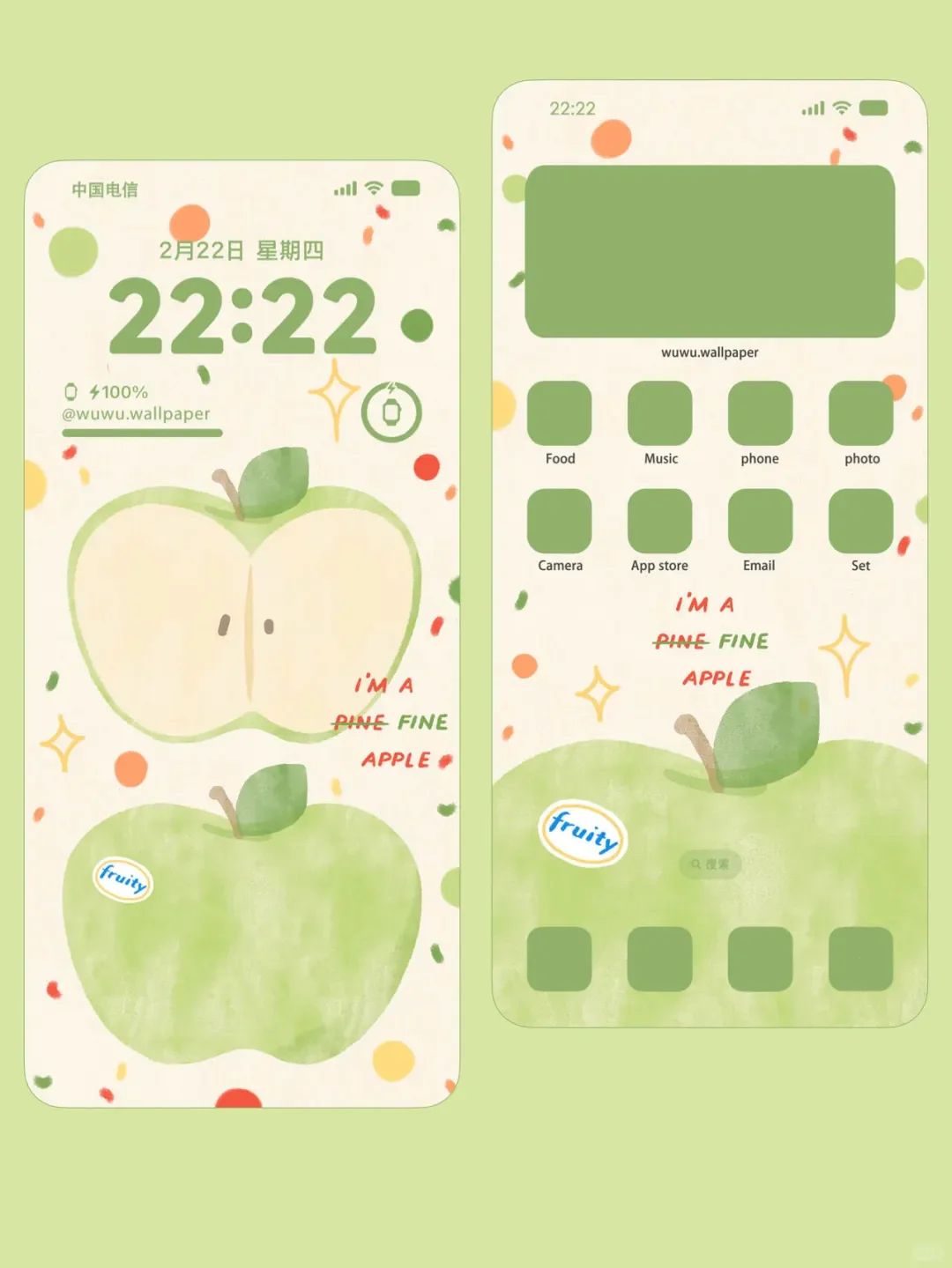 青苹果&红苹果 🍏🍎 手机壁纸#小众壁纸
