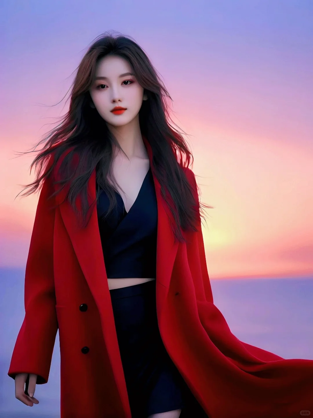 晚霞美女，海边风情，你心动了吗？