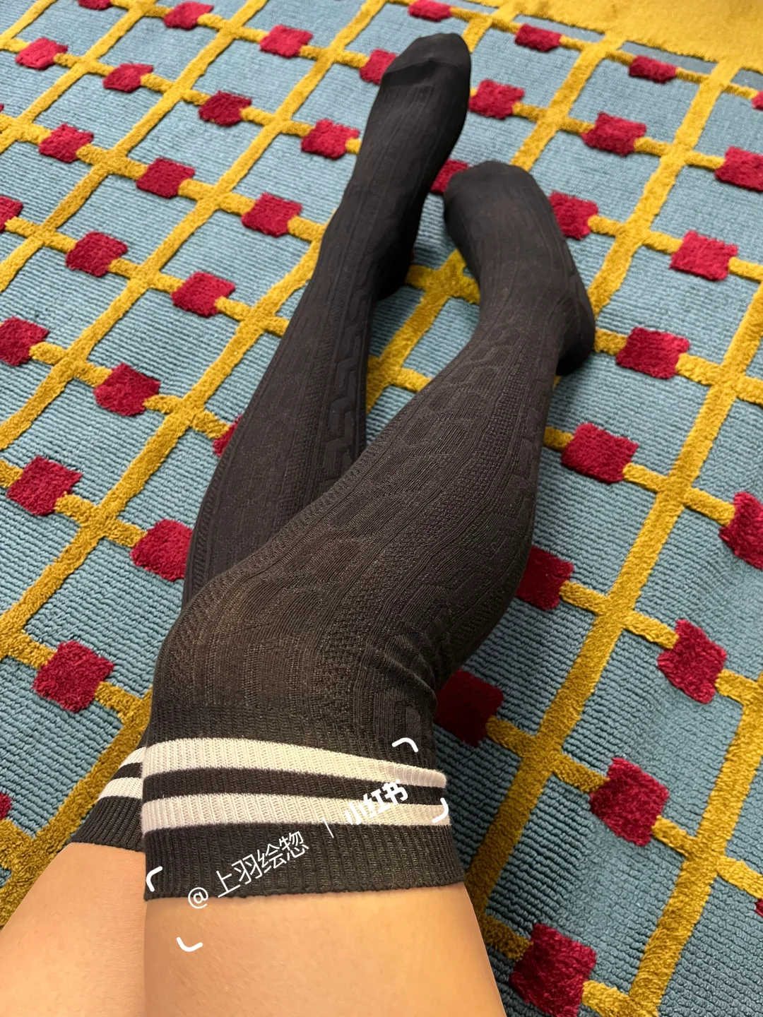 黑色学院风过膝小腿袜🧦