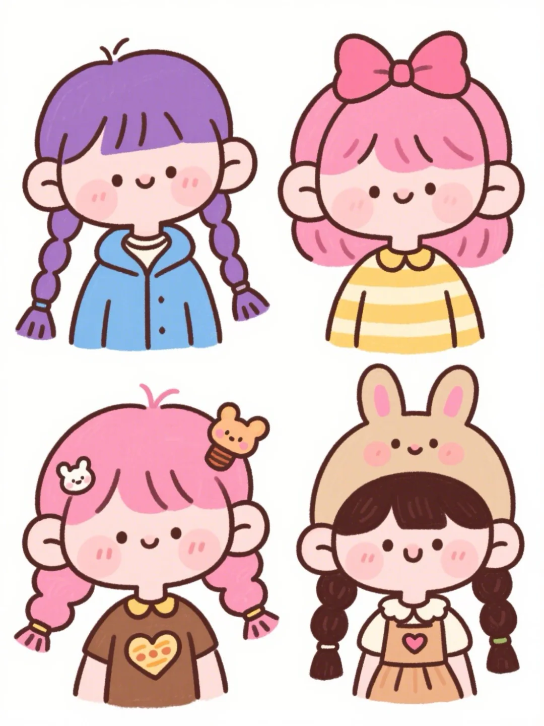 带娃画简笔画|甜美女孩