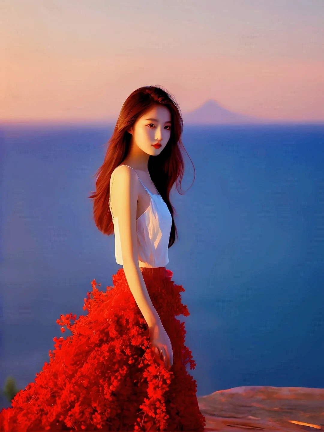 晚霞美女，海边风情，你心动了吗？
