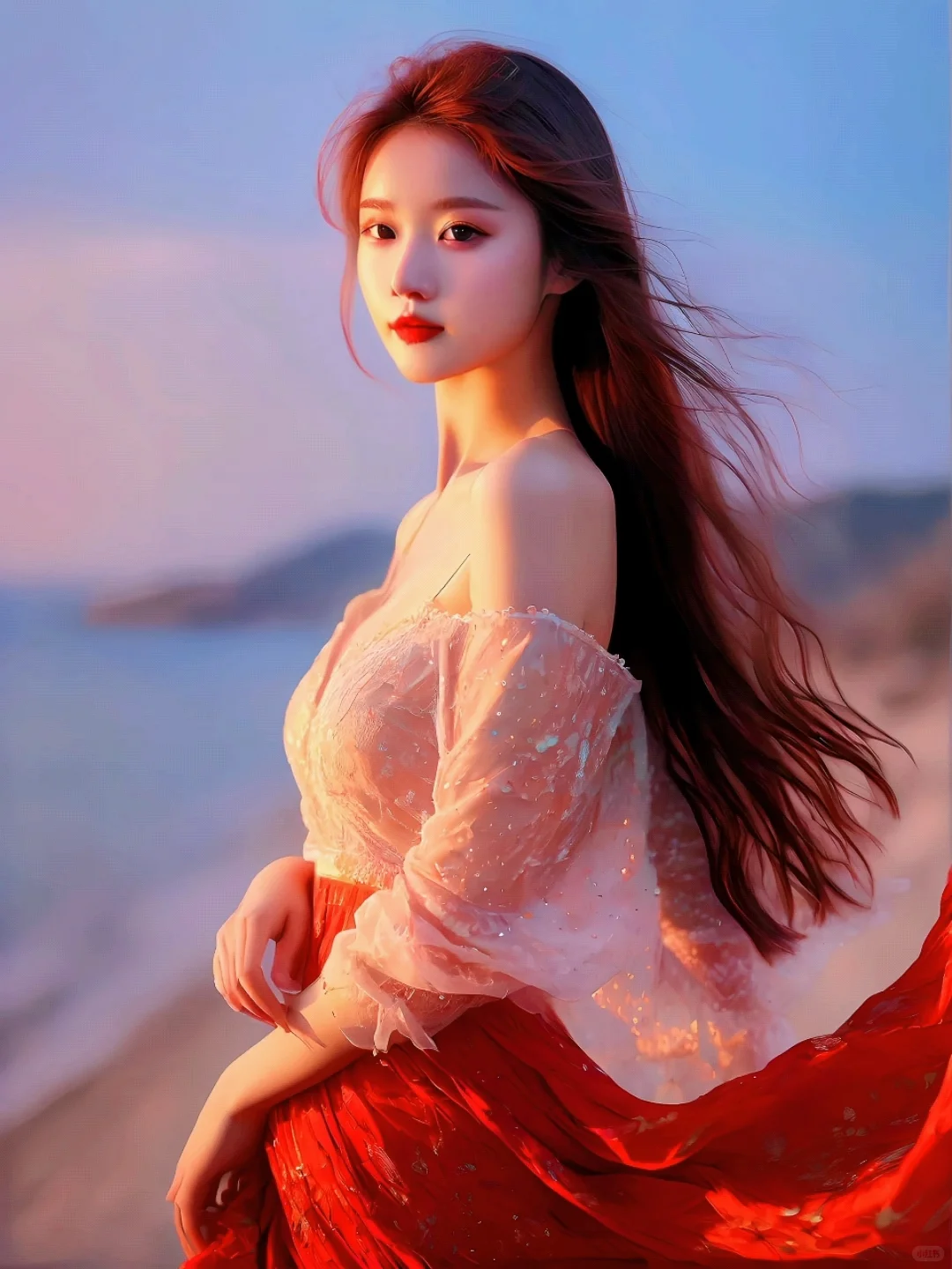晚霞美女，海边风情，你心动了吗？