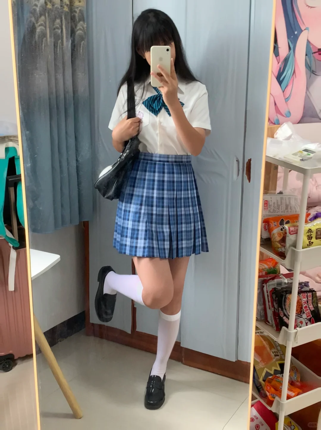 黑白双色42厘米的小腿袜对比来咯~