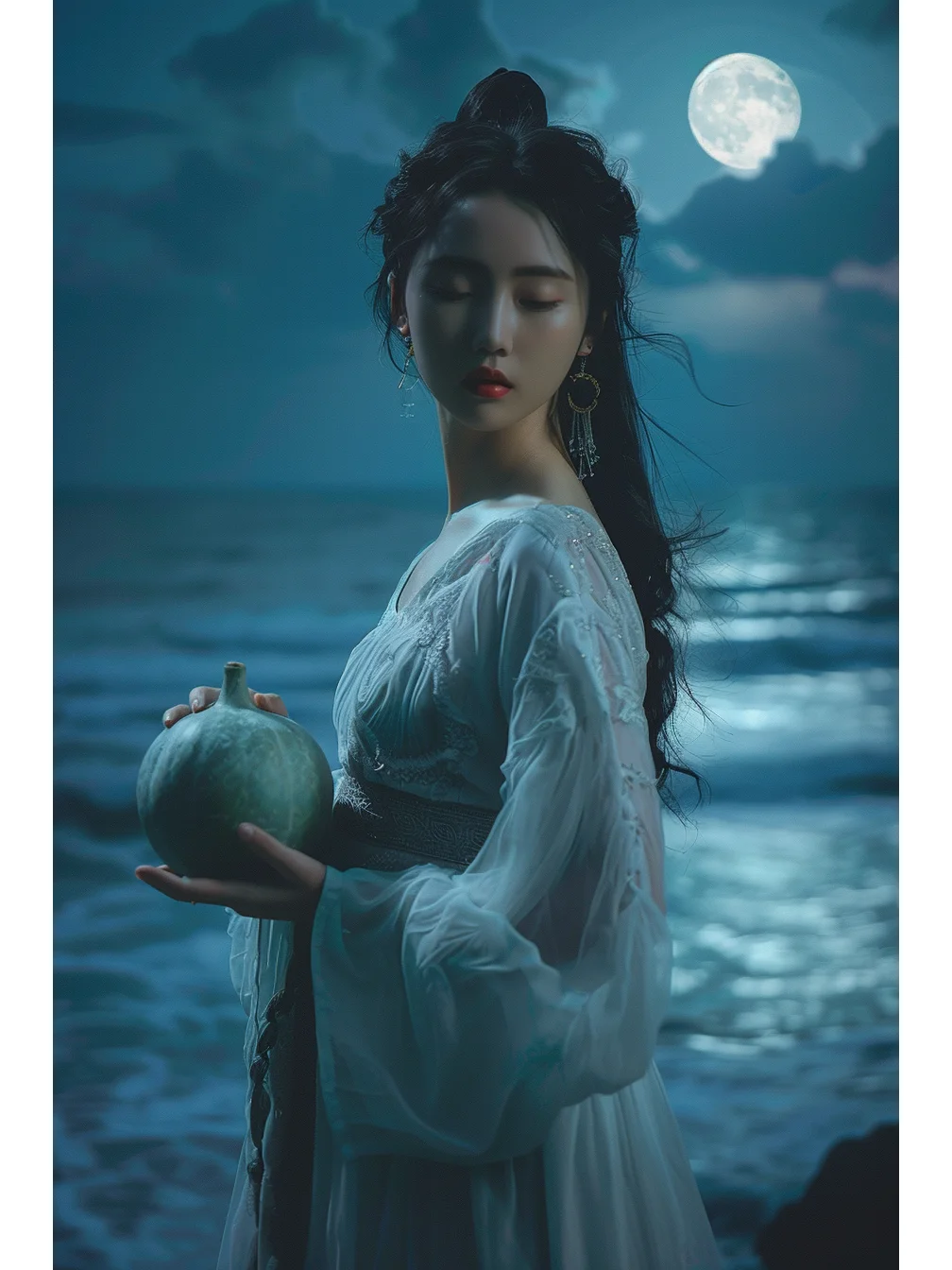 🌙 月光下的深沉美女,神秘又迷人 💫