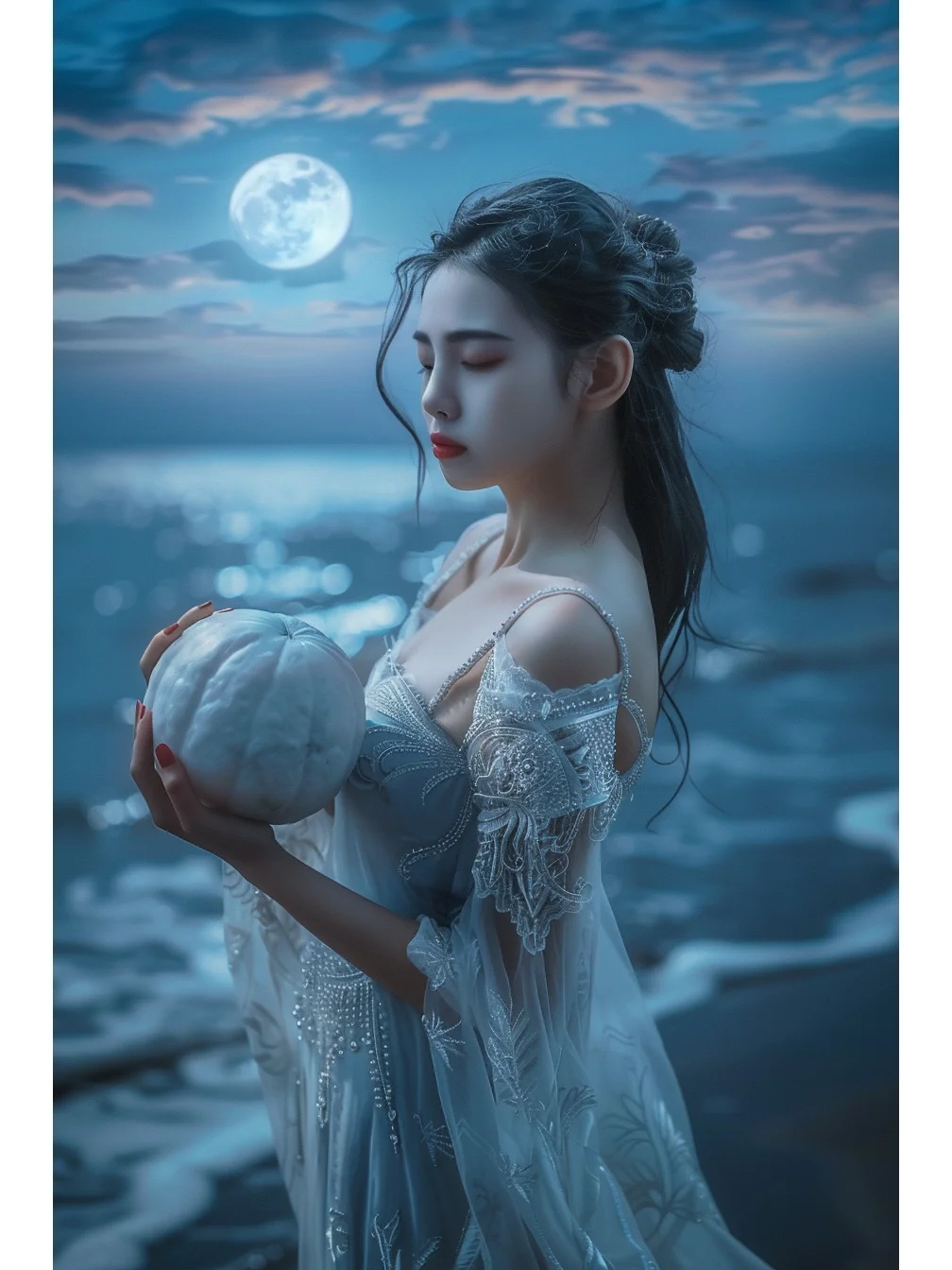 🌙 月光下的深沉美女,神秘又迷人 💫