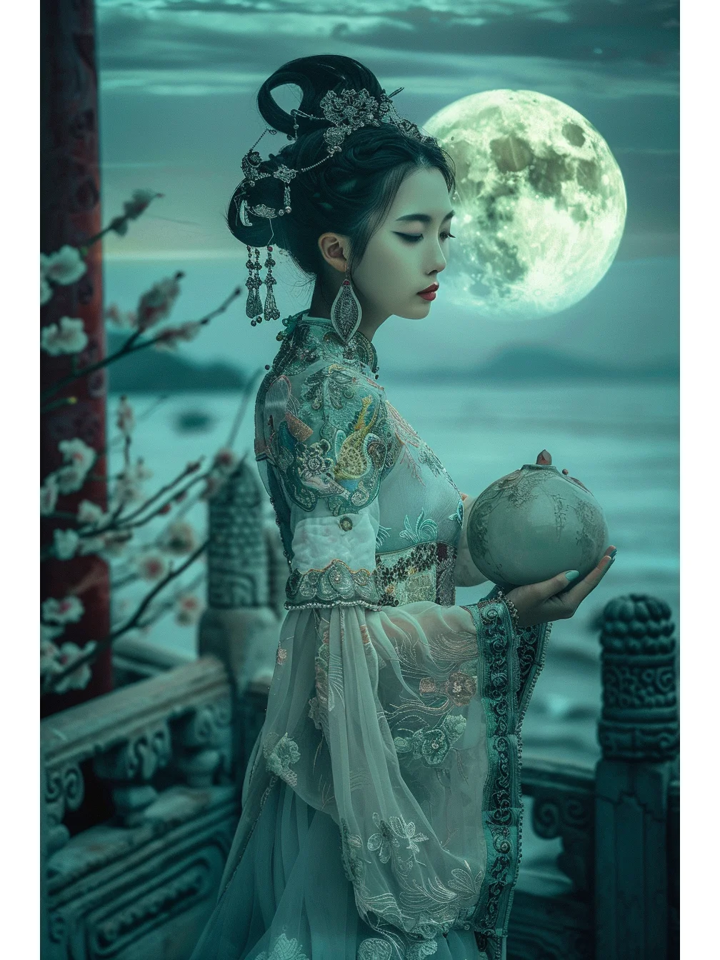 🌙 月光下的深沉美女,神秘又迷人 💫