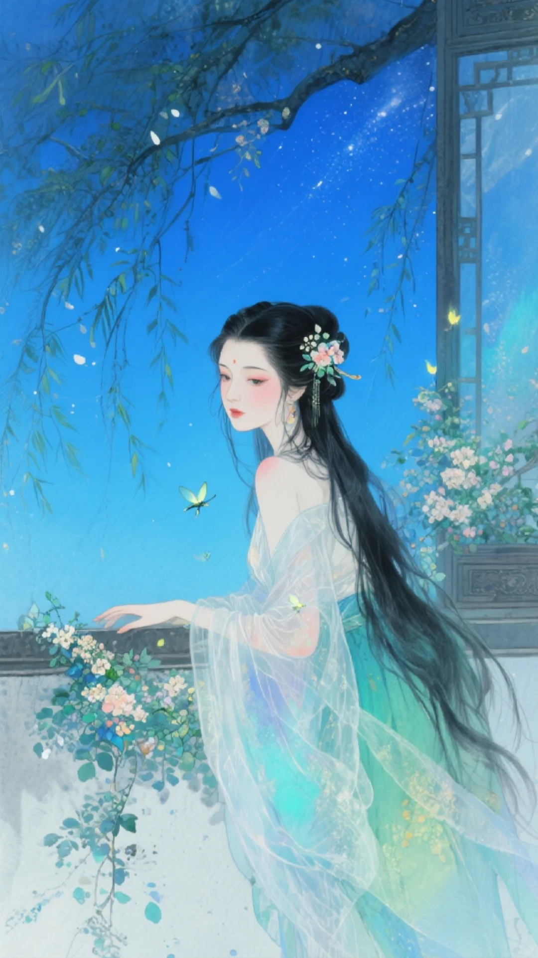 夜色美如画，美人美如花