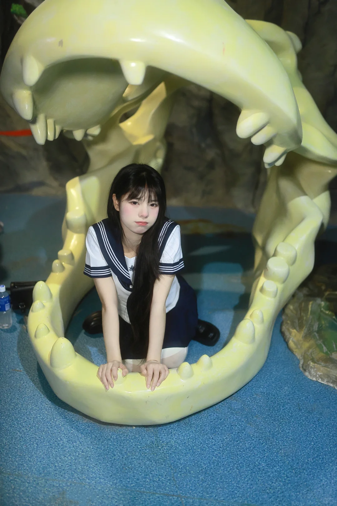 海洋馆 三本白 水手服 过膝袜
