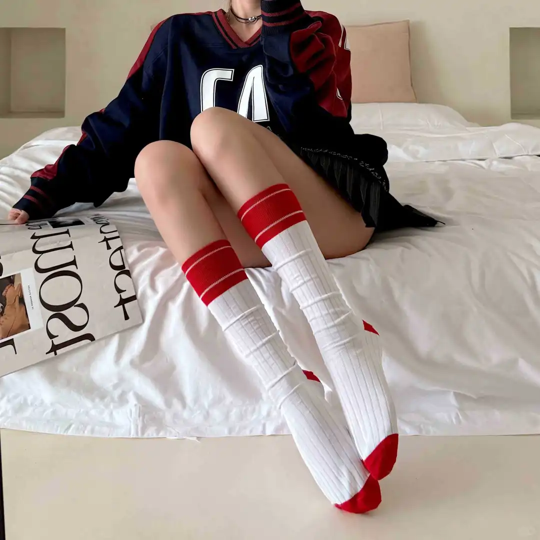 美式学院风拼色堆堆袜，秋冬氛围感神器🧦