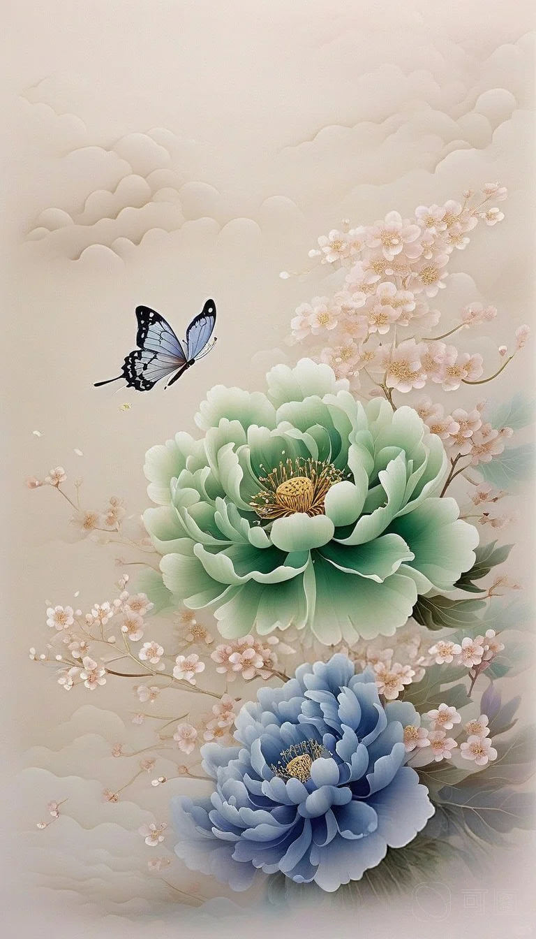 手机壁纸||美到窒息的国画花卉—牡丹图！