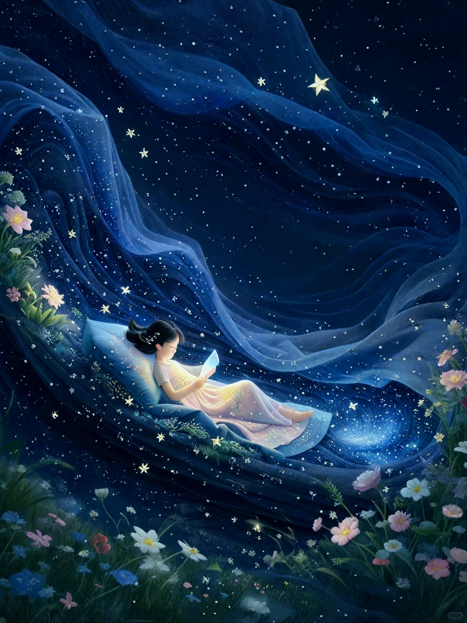 躺在星空里