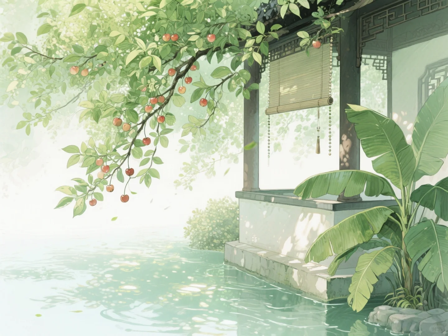 樱桃染红，芭蕉泼绿