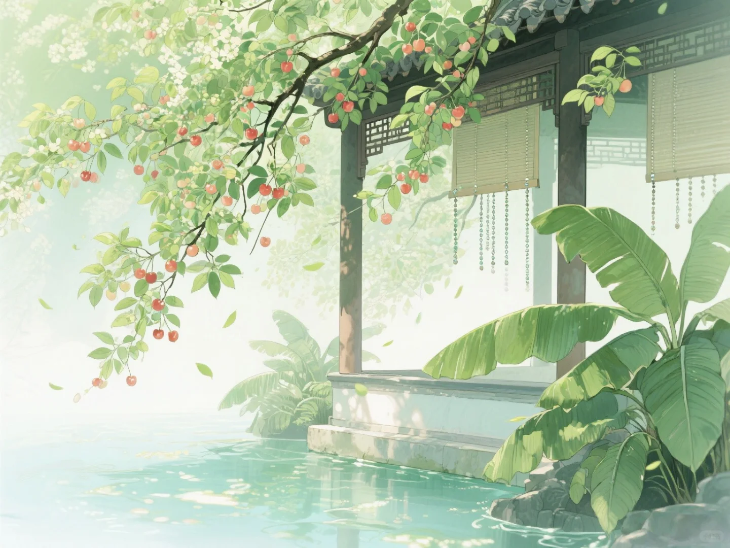 樱桃染红，芭蕉泼绿