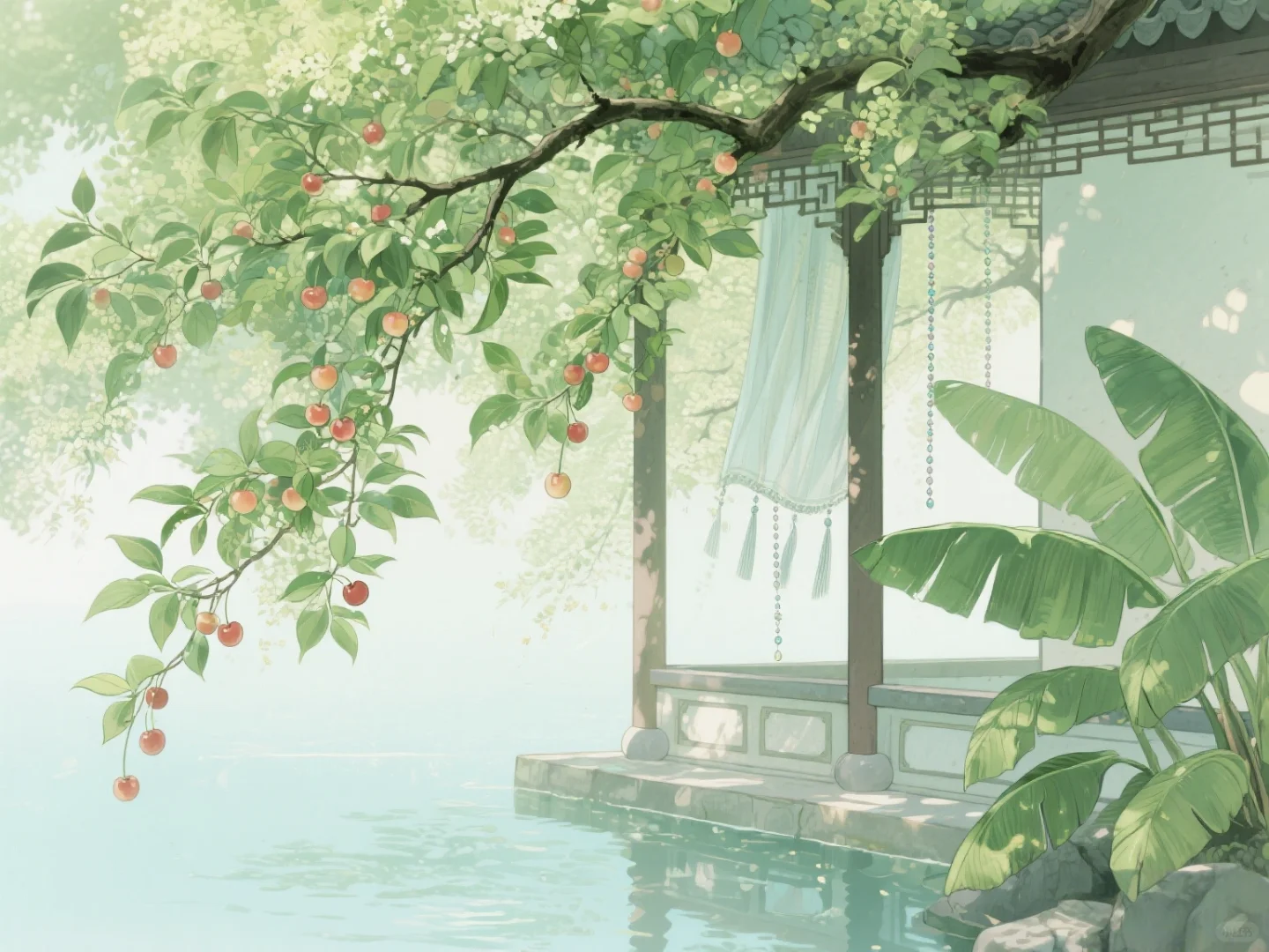 樱桃染红，芭蕉泼绿