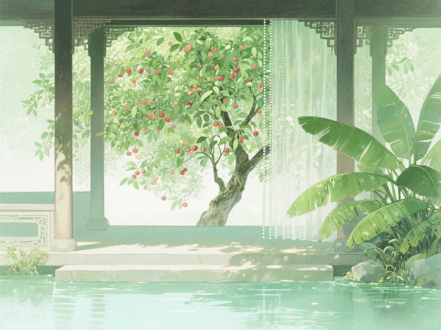 樱桃染红，芭蕉泼绿