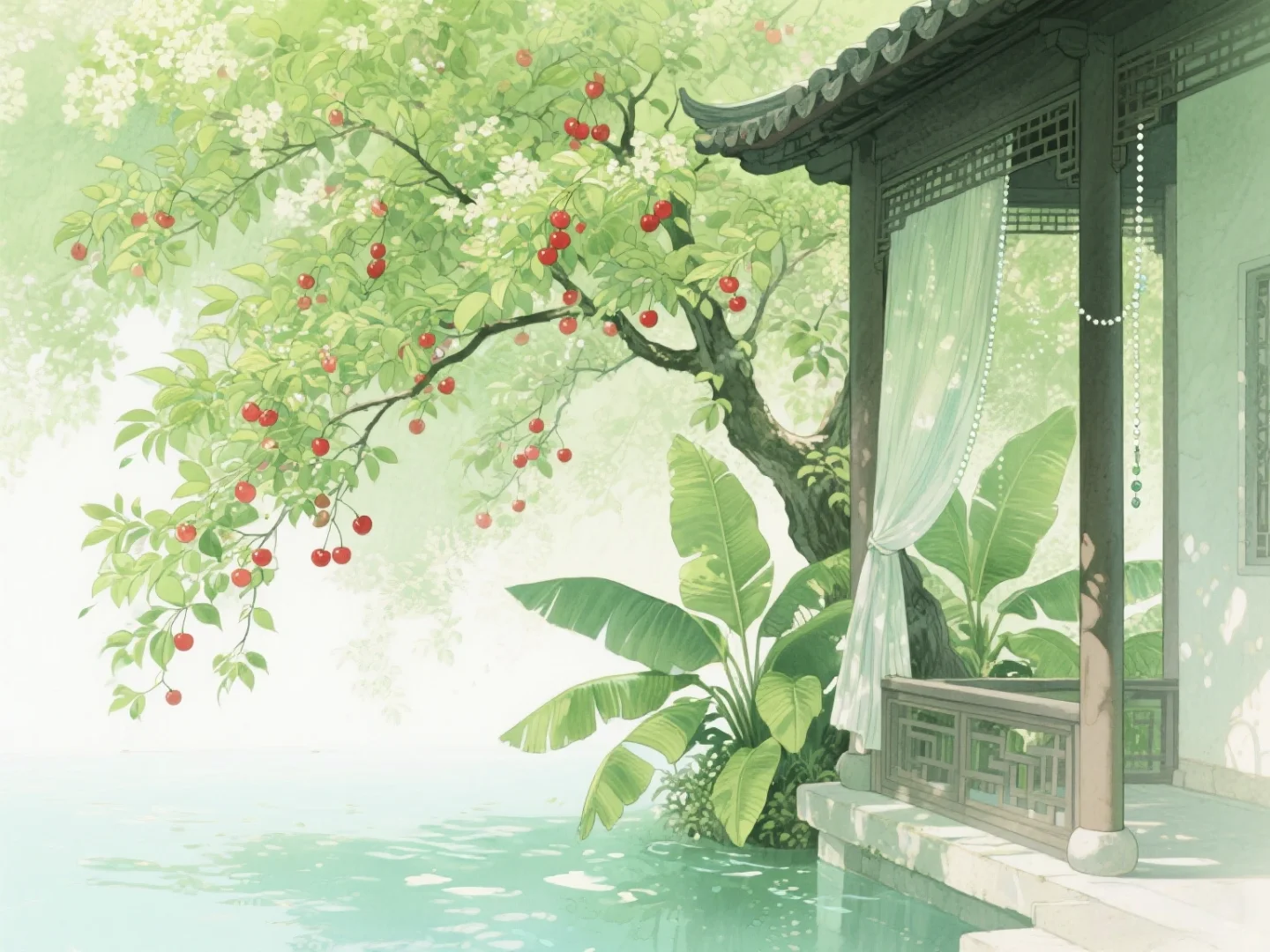 樱桃染红，芭蕉泼绿