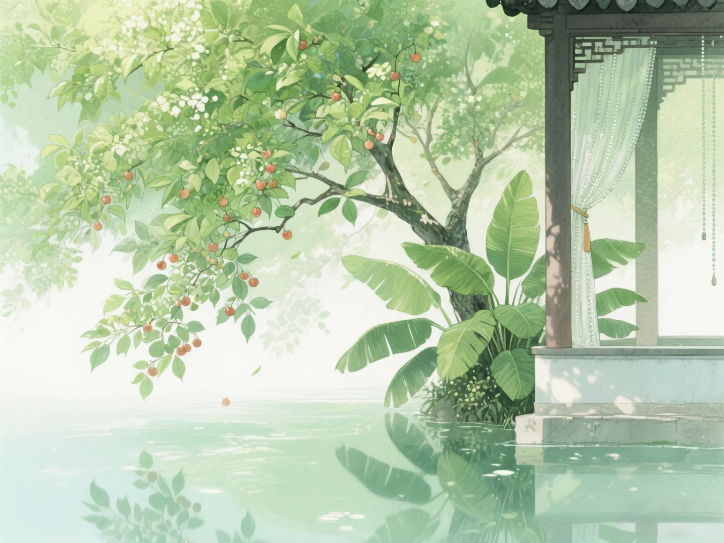 樱桃染红，芭蕉泼绿