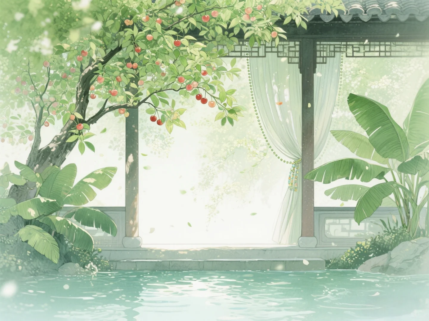 樱桃染红，芭蕉泼绿