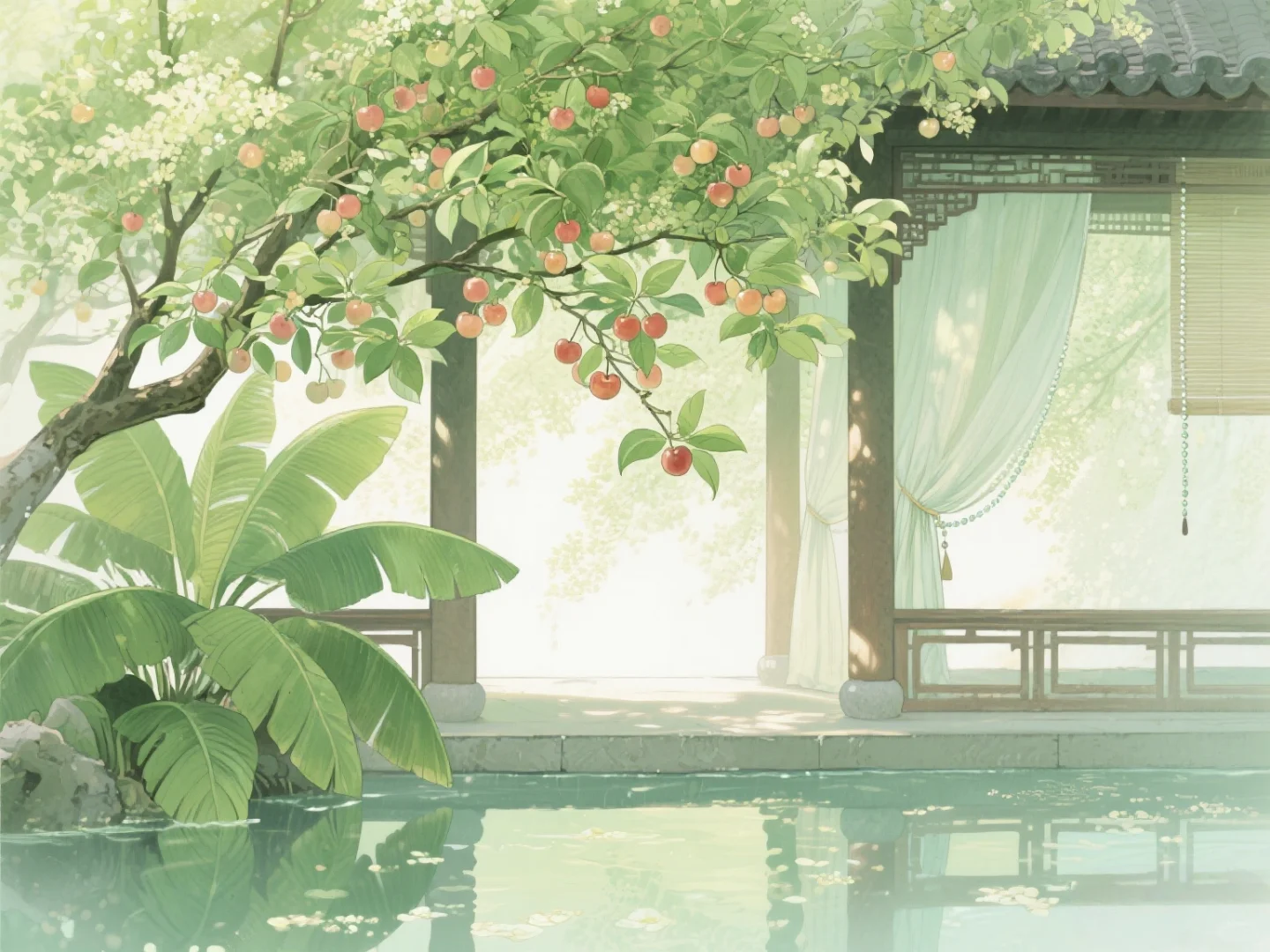 樱桃染红，芭蕉泼绿