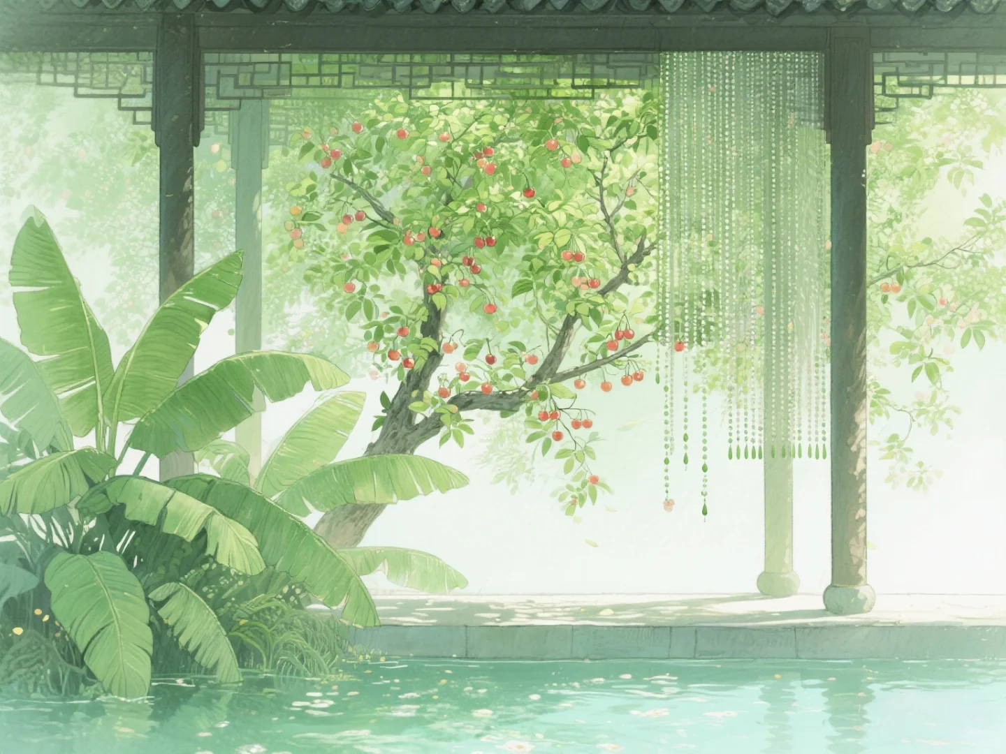 樱桃染红，芭蕉泼绿