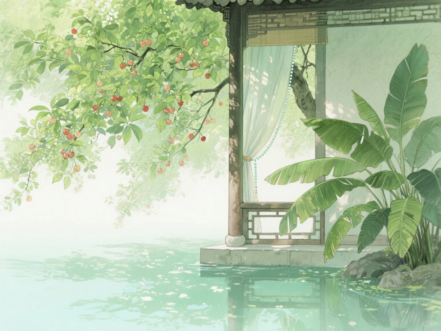 樱桃染红，芭蕉泼绿