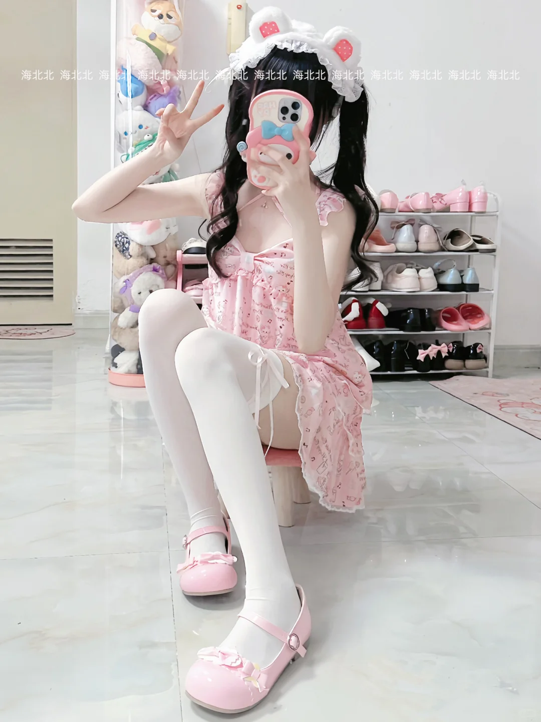 搭配女儿服的绑带过膝袜来咯～