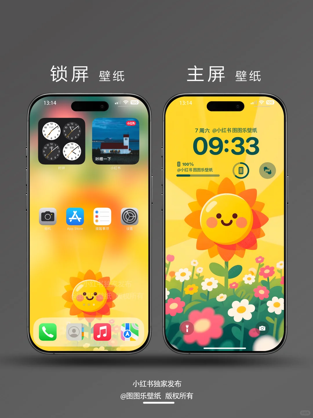 596｜开心的笑脸色彩太阳花花 手机壁纸