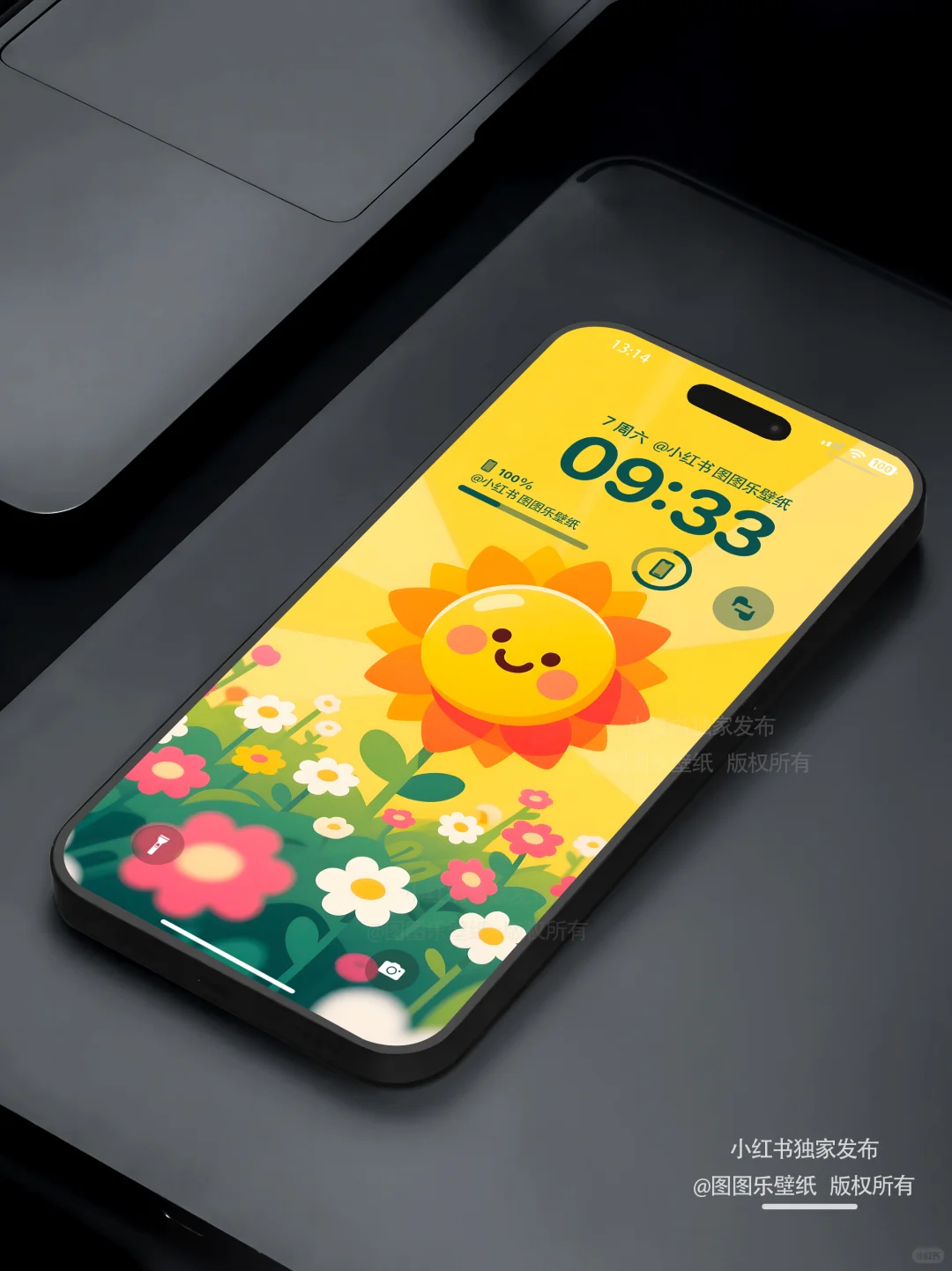 596｜开心的笑脸色彩太阳花花 手机壁纸