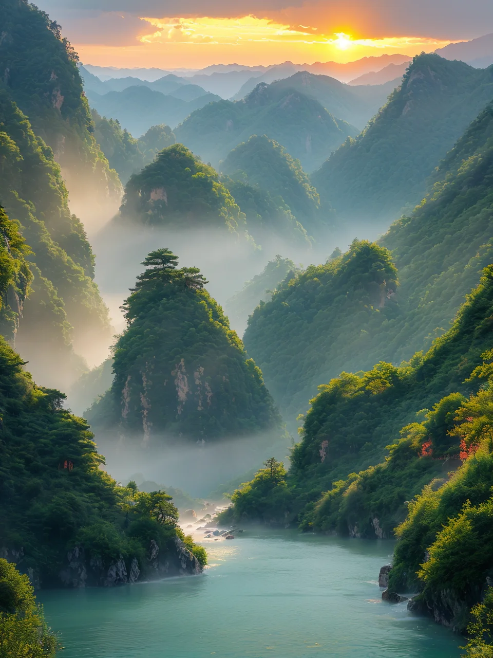 朝晖暖山河