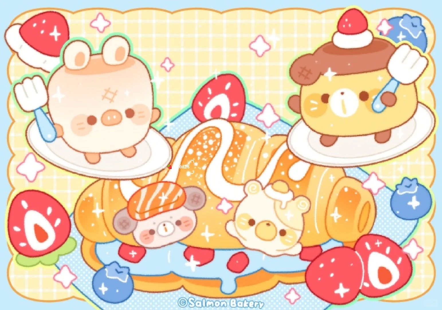 平板壁纸｜可爱美食壁纸🍞🍰🍈🍫