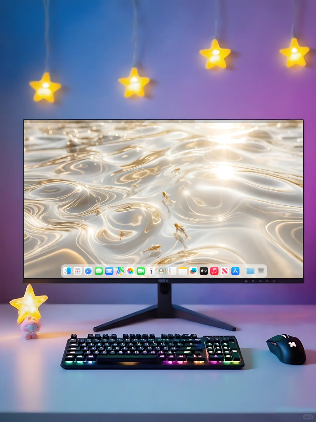 《流水生金·鱼跃财门》手机平板电脑壁纸