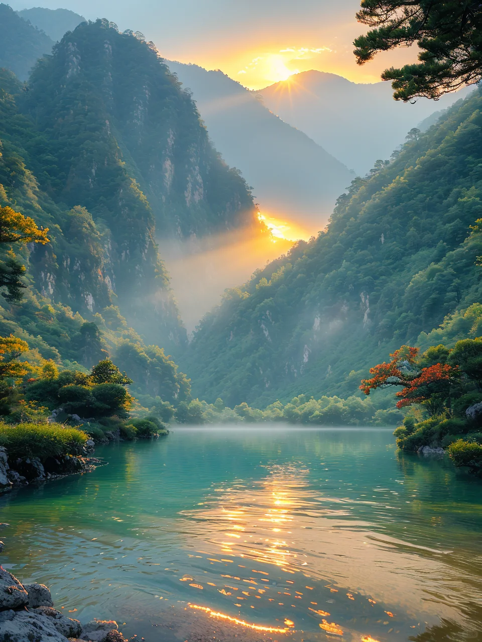 朝晖暖山河