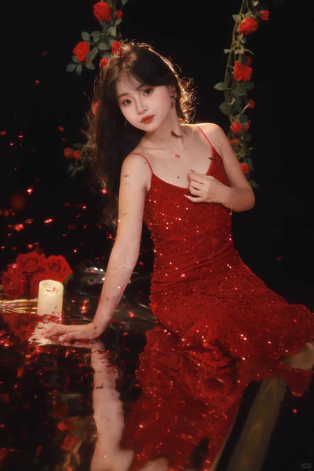 娇艳红玫瑰，这组氛围感写真也太美了吧！