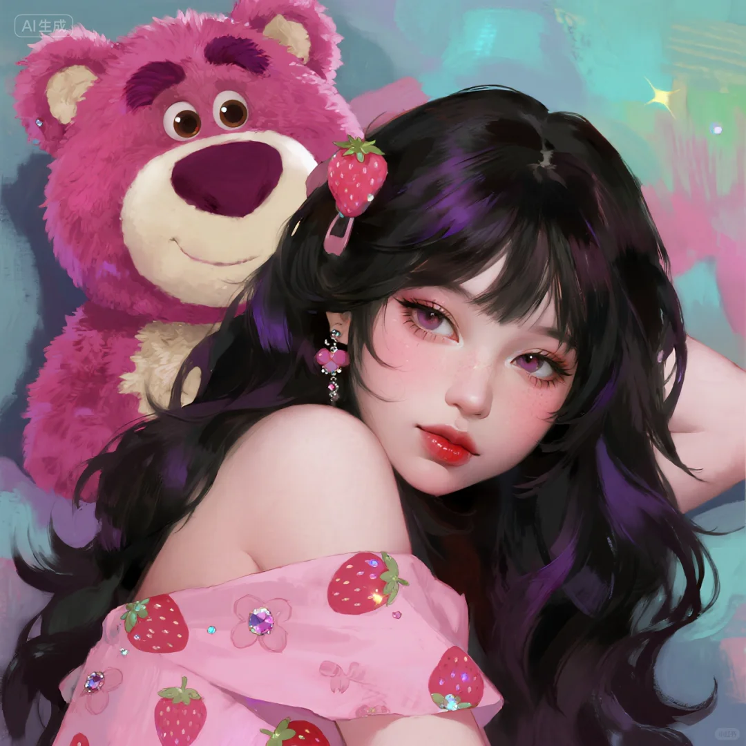草莓熊粉色可爱女头！！