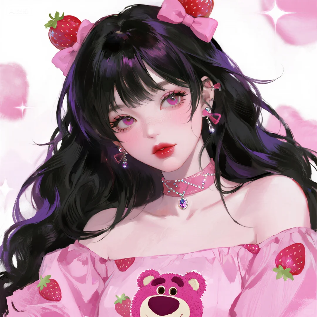 草莓熊粉色可爱女头！！