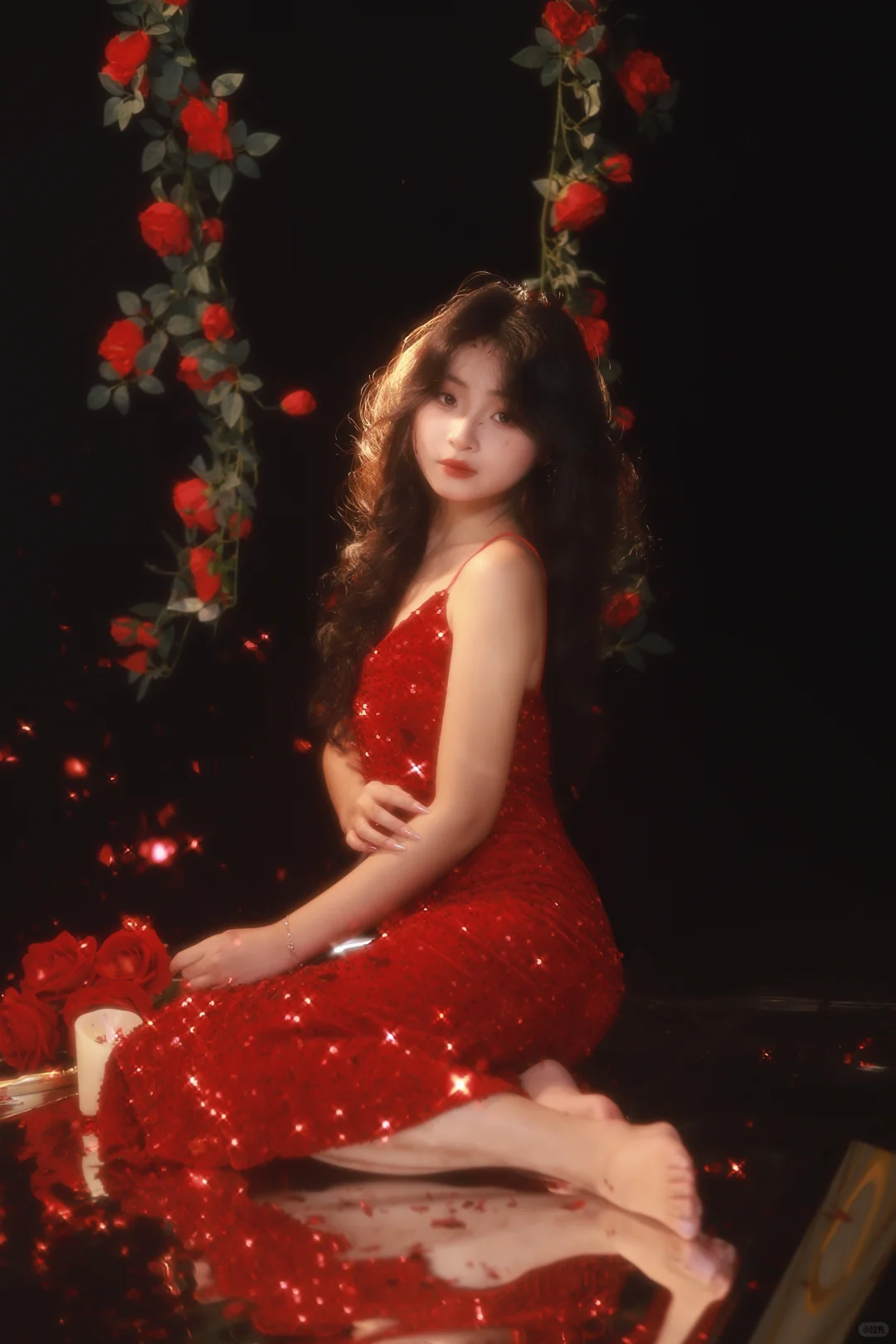 娇艳红玫瑰，这组氛围感写真也太美了吧！