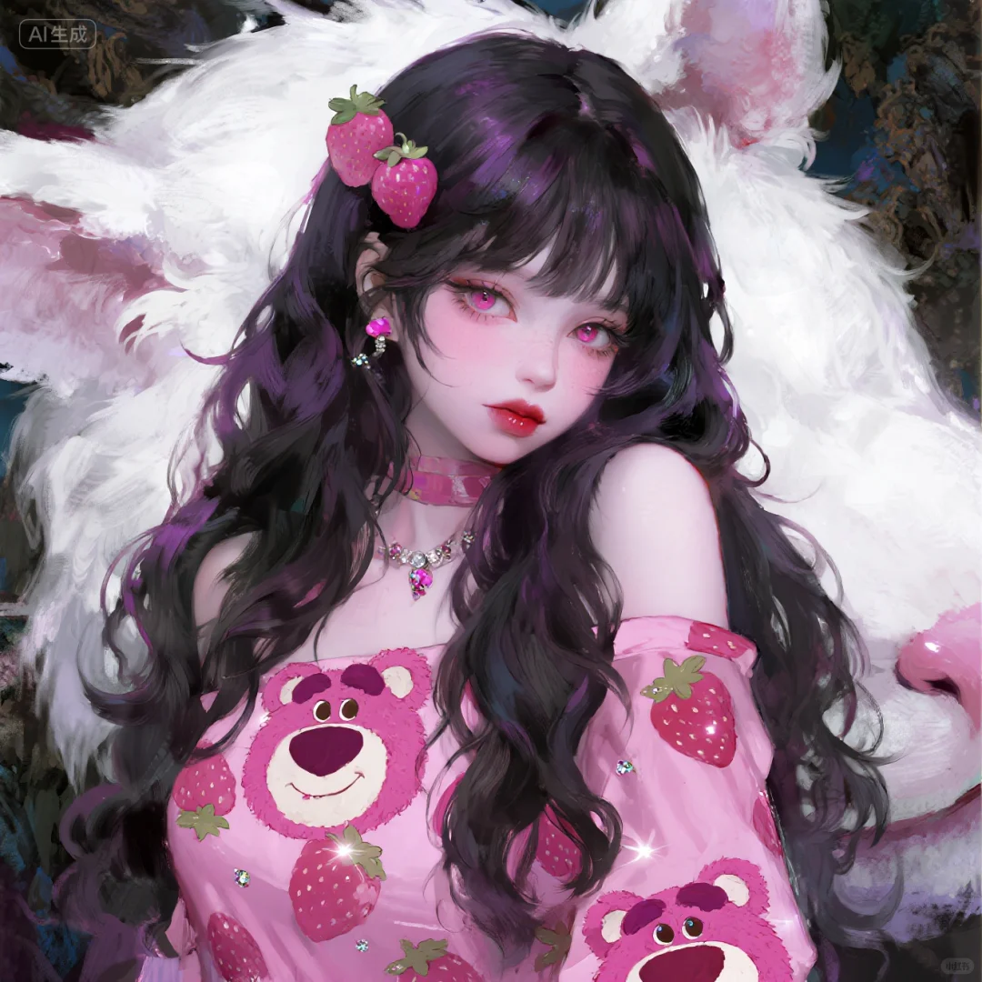 草莓熊粉色可爱女头！！