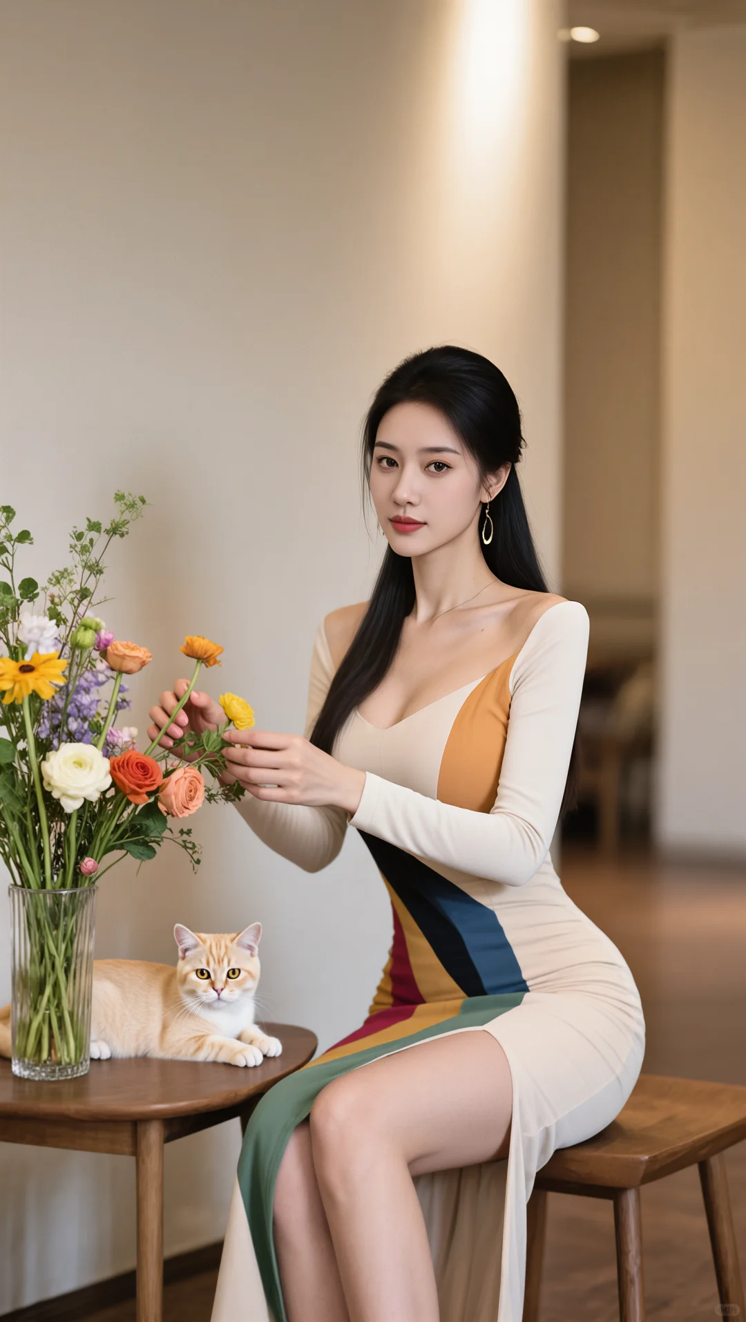 拼色开衩裙美到开挂！