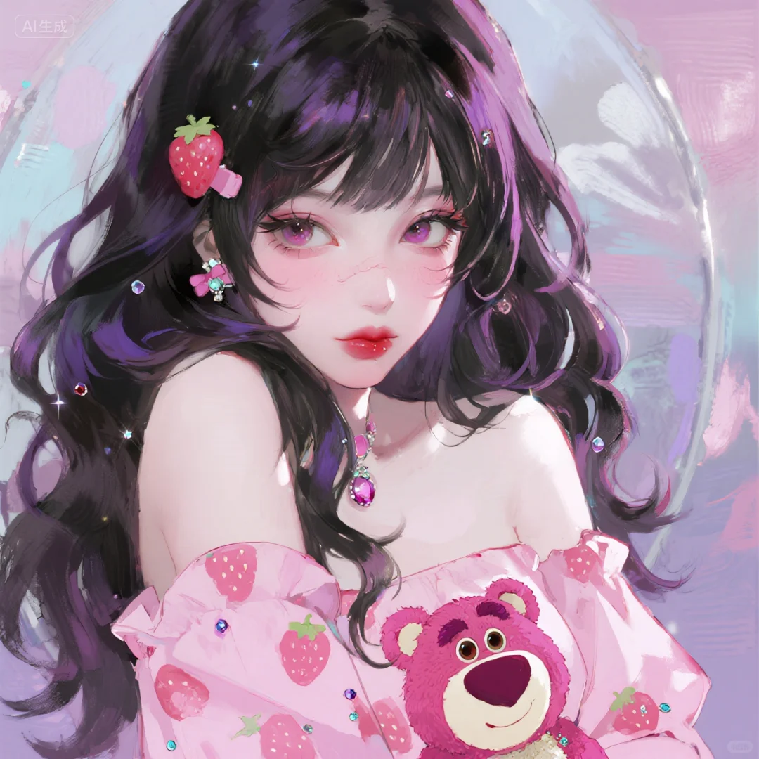 草莓熊粉色可爱女头！！