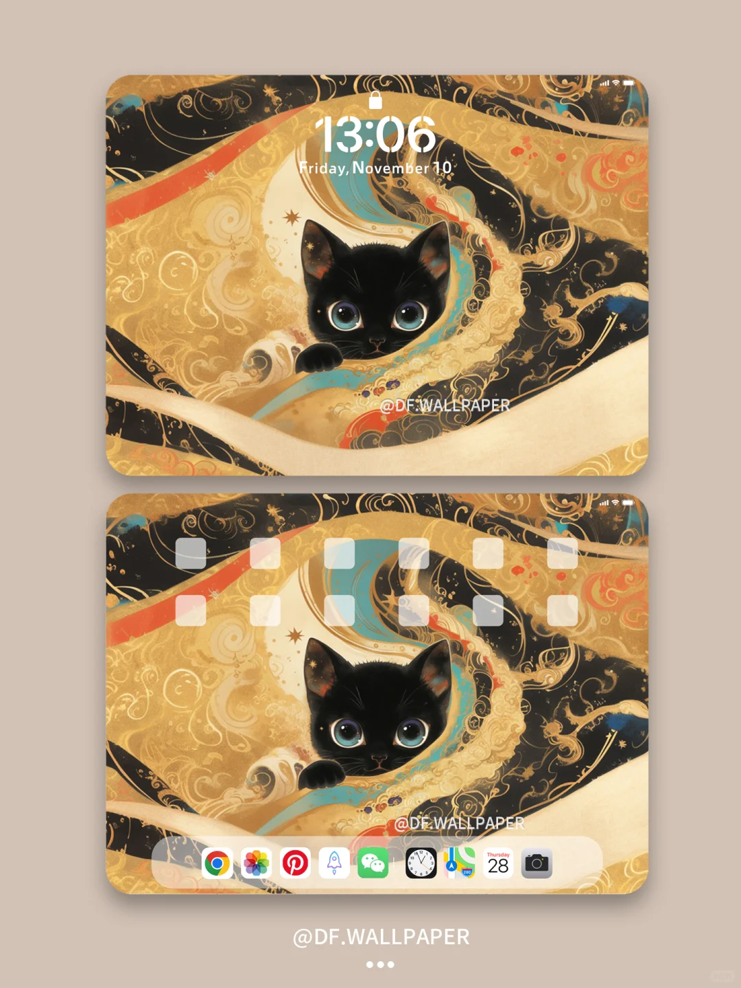 ipad壁纸｜黑色玄猫｜INS风卡通壁纸
