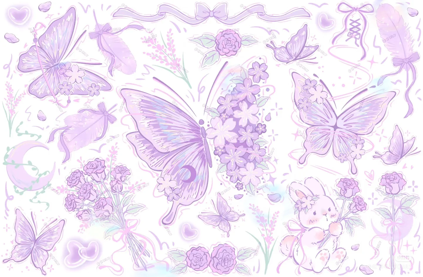 手绘粉色玫瑰花园背景图🌷