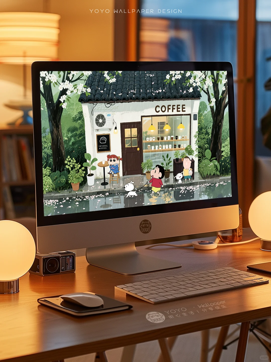 ☕️街边的咖啡小店·蜡笔小新电脑壁纸|333