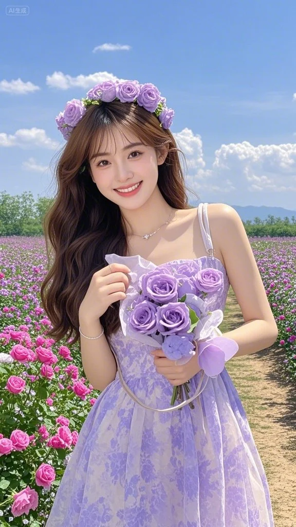 唯美浪漫、花海少女、紫色浪漫、紫色浪漫