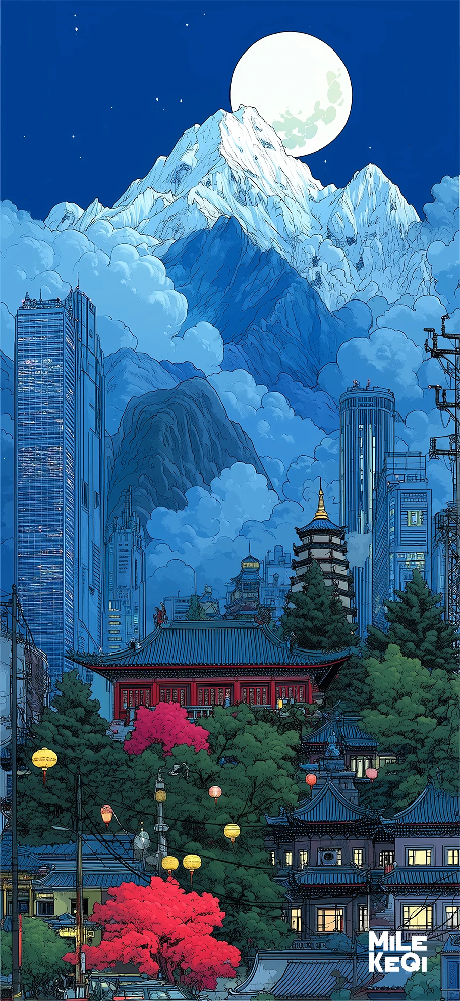 壁纸分享|山峰与城市