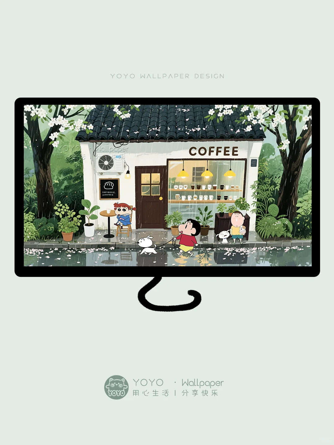 ☕️街边的咖啡小店·蜡笔小新电脑壁纸|333