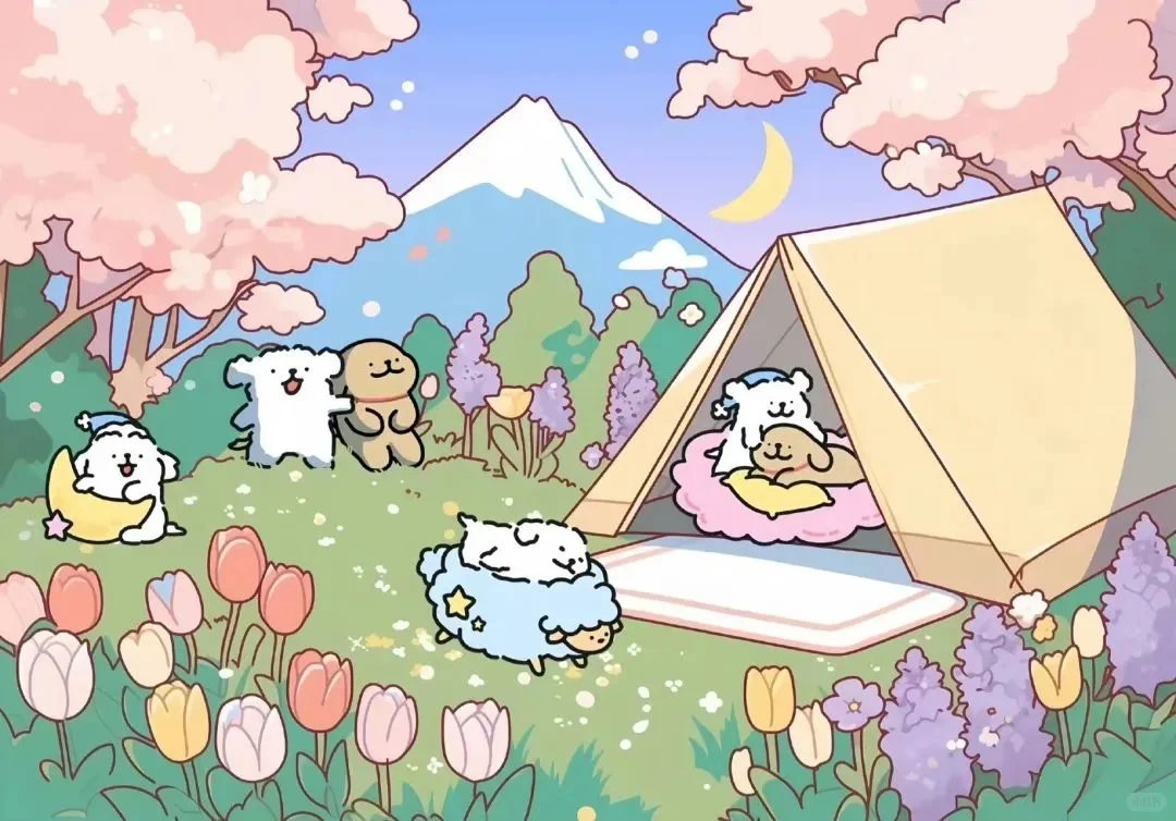 ipad壁纸|线条小狗的春日限定2.0来啦✨