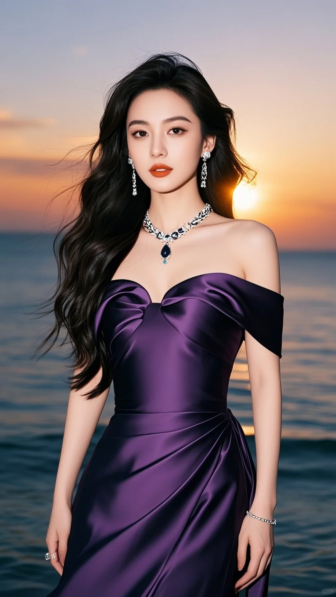 高清美女图片💫紫色礼服之美💫